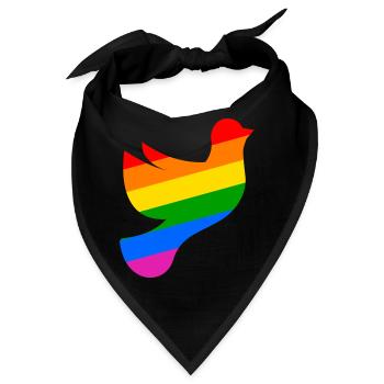 LGBTQ Friedenstaube mit Regenbogenfahne - Bandana - Schwarz - Vorne