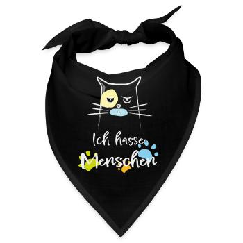 Ich hasse Menschen! Katze, Miesepeter - Bandana - Schwarz - Vorne