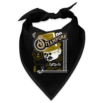 Viktorianisches Katzen Steampunk Design - Bandana - Schwarz - Vorne