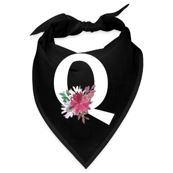 Blumenbuchstabe q - Bandana - Schwarz - Vorne
