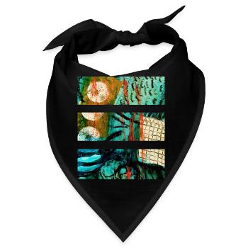 Abstrakte Landschaft mit leuchtenden Farben - Bandana - Schwarz - Vorne