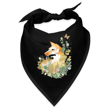Von Hand gezeichneter schöner Fuchs in der Wiese - Bandana - Schwarz - Vorne