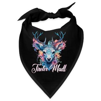 Tiroler Madl mit Hirsch - Bandana - Schwarz - Vorne