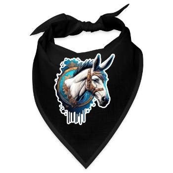 Esel / Tier /Grautier / Mähne / iah / Lasstier - Bandana - Schwarz - Vorne