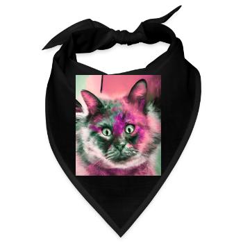 Schielende Katze,Katze, schielen,pinke Katze - Bandana - Schwarz - Vorne