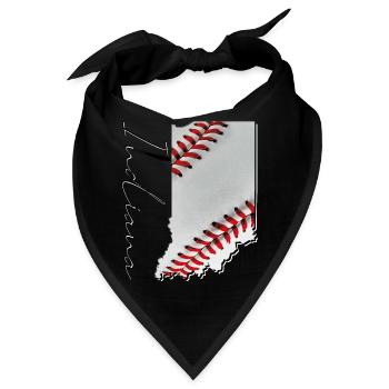Echter Baseball in der Indiana State Landkarte IN - Bandana - Schwarz - Vorne