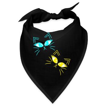 minimalistisch Katze Katzen Gesicht Gesichter - Bandana - Schwarz - Vorne