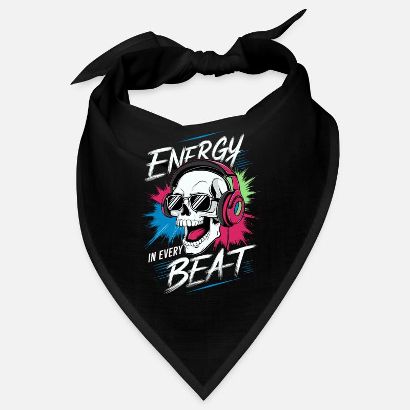 Totenkopf mit Kopfhörer - Energy in every beat Bandana