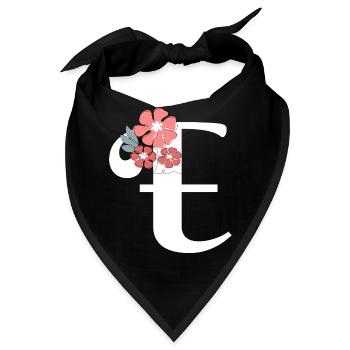 Letter e Minimalistische Blumen - Bandana - Schwarz - Vorne