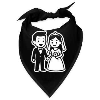 Ehepaar Hochzeit Brautpaar - Bandana - Schwarz - Vorne