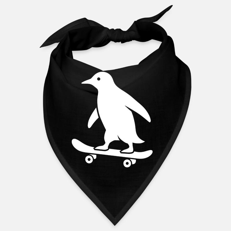 Silhouette minimaliste de pingouin skateboarder Bandana