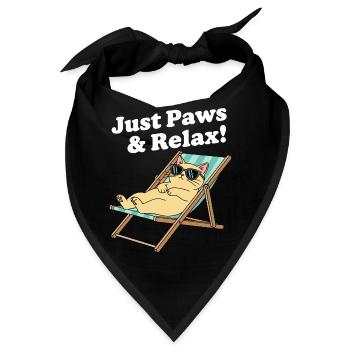 Relax Katze im Liegestuhl - Bandana - Schwarz - Vorne