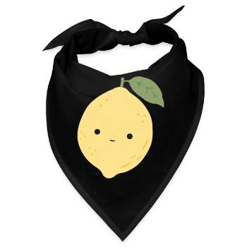 Leni Zitrone – Süßes Kawaii Frucht Design - Bandana - Schwarz - Vorne