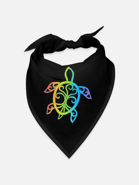 Tortue mandala multicolore - Bandana - noir - Devant