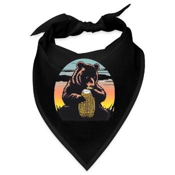 Maiskolben Bär im Sonnenuntergang - Bandana - Schwarz - Vorne