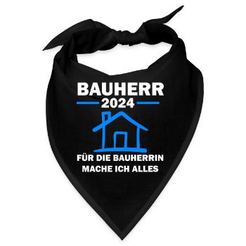 Bauherr 2024 Hausbau Häuslebauer Geschenk - Bandana - Schwarz - Vorne