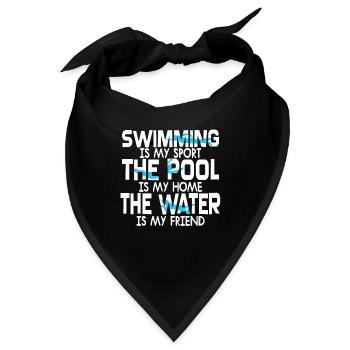 Schwimmen- Shirt Schwimmreifen Pool Wasser Geschen - Bandana - Schwarz - Vorne