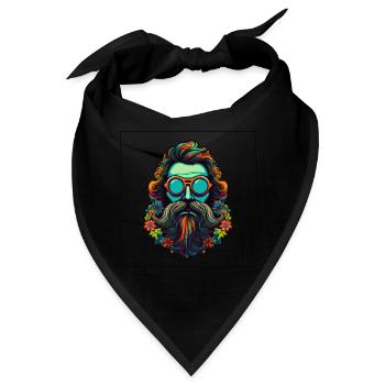 Buntes 70er Jahre Flower Power Hippie Design - Bandana - Schwarz - Vorne