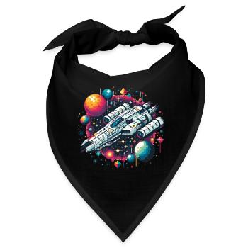 RAUMSCHIFF RETRO JET PIXEL PLANET WELTALL GALAXIS - Bandana - Schwarz - Vorne