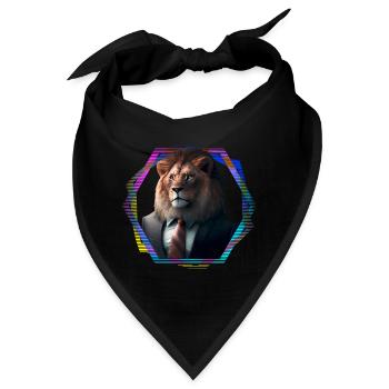 Löwe im Anzug - Bandana - Schwarz - Vorne