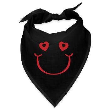 Love and Smile | Herzaugen mit frechen Grinser - Bandana - Schwarz - Vorne