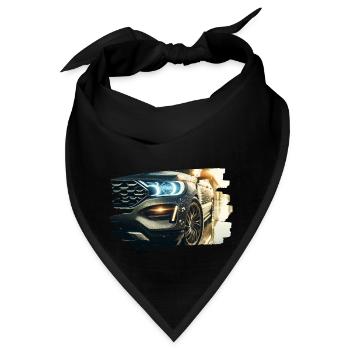Modernes Luxusauto in der Regenreflexion - Bandana - Schwarz - Vorne