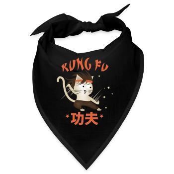 Lustige Katze - Kung Fu - Lustige Katzen - Bandana - Schwarz - Vorne