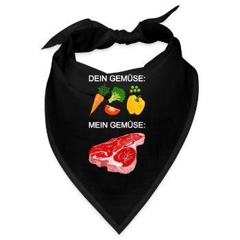 Fleisch, Gemüse Steak, Fleischfresser, grillen - Bandana - Schwarz - Vorne