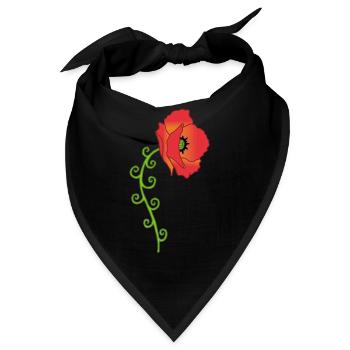 Mohnblume und Spiralblätter - Bandana - Schwarz - Vorne