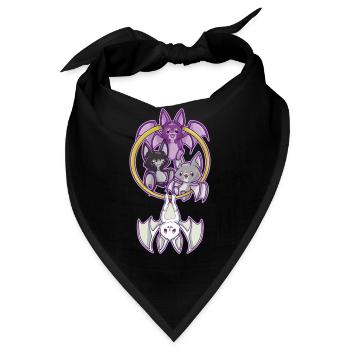 Asexual Kawaii Bat, Pastel Goth Bat Anime Art Ace - Bandana - Schwarz - Vorne