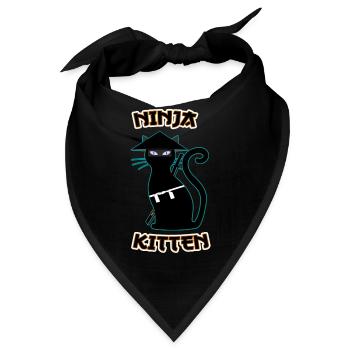 Ninja Katze Samurai Mieze Assassin Kätzchen Miau - Bandana - Schwarz - Vorne