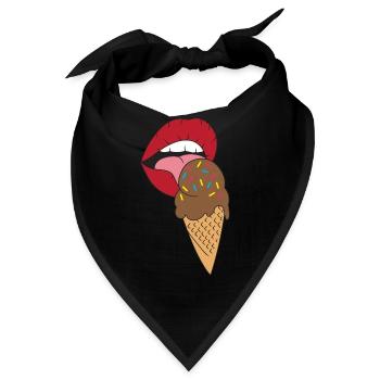 Rote Lippen die Eis schlecken Eiscreme - Bandana - Schwarz - Vorne