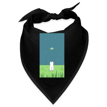 Katze und Ufo - Bandana - Schwarz - Vorne