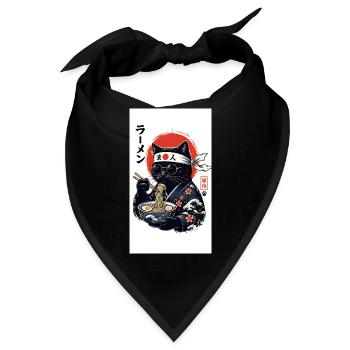 Ramen Katze Kimono - Bandana - Schwarz - Vorne