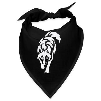 Wolfs Silhouette im Kontrast - Bandana - Schwarz - Vorne