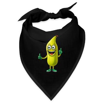 Kawaii Bananen-Männchen: Süßer Fruchtspaß - Bandana - Schwarz - Vorne