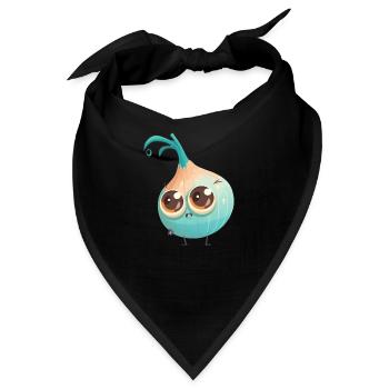 Süßer Zwiebel Charakter mit Kulleraugen - Bandana - Schwarz - Vorne
