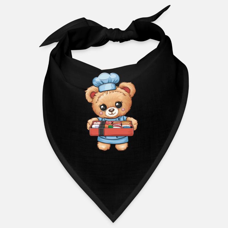 Kawaii Teddy Bear with Colorful Lunch Box Bandana