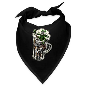 Reitender Leprechaun (Irischer Kobold) - Bandana - Schwarz - Vorne