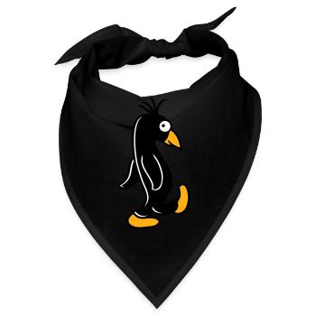 Pinguin läuft ulkig dumm guckt lustig doof albern - Bandana - Schwarz - Vorne