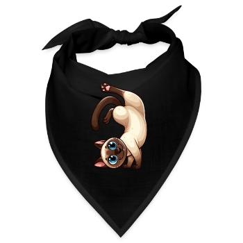 Lustige Siamkatze Handstand Kunststück Siamesische - Bandana - Schwarz - Vorne