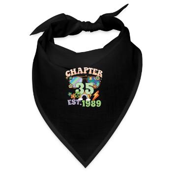 Turning 35 35th Birthday Retro Theme Peace Sign - Bandana - Schwarz - Vorne