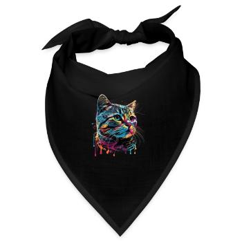 Colorful American Shorthair Cat Gaze - Bandana - Schwarz - Vorne