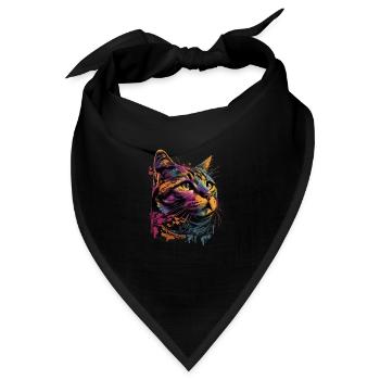 Colorful American Shorthair Cat Gaze - Bandana - Schwarz - Vorne