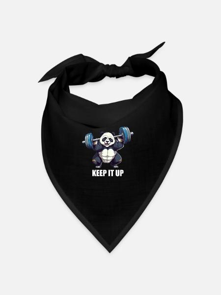 Keep It Up, Panda with Dumbbell Fitness and Bodybuild - Bandana - black - Front