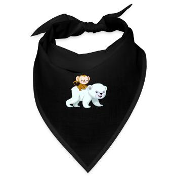 Schimpanse Reitet auf Eisbär, Abenteuerliches - Bandana - Schwarz - Vorne