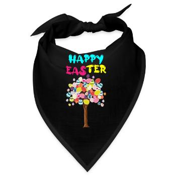 Happy Easter Egg Tree With Easter Rabbit Egg - Bandana - Schwarz - Vorne