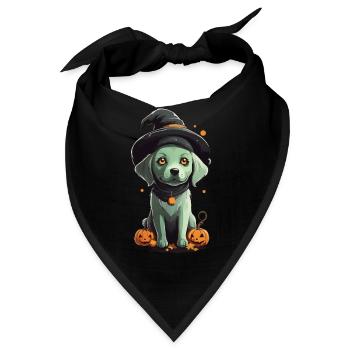 Süßer Halloween Hexen Hund Welpe Hunde Design - Bandana - Schwarz - Vorne
