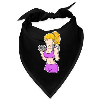 Fitness Frau Hanteln - Bandana - Schwarz - Vorne
