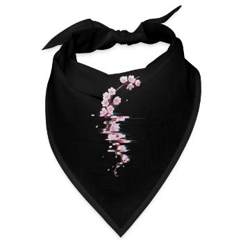 Glitch Kirschblüte moderner Blütenzweig - Bandana - Schwarz - Vorne